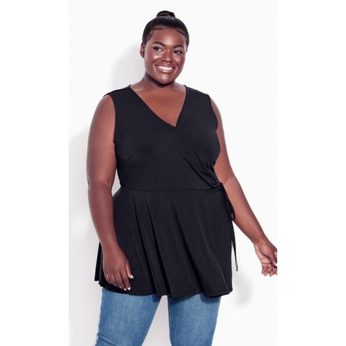 Avenue  Women's Plus Size Lindsey Wrap Top - Black - 26w/28w : Target
