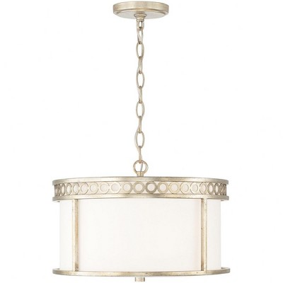 Winter Gold 4-Light Drum Pendant with White Fabric Shade