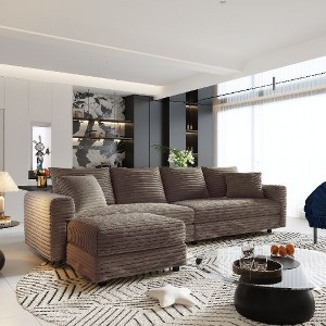 Kumasinova Corduroy Cloud Sofa with Cushions, Convertible Sofa Lounge Chair, Plush Modern 4-Seat Sofa, Easy Assembly, Couches for Living Room - 1 of 4
