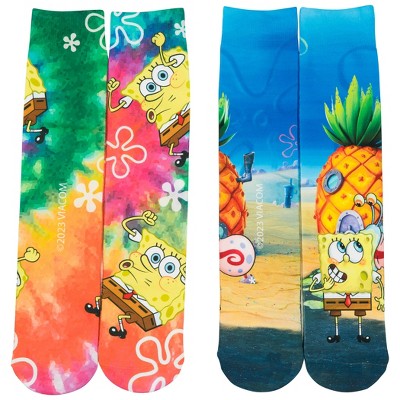 Mens SpongeBob SquarePants I'm Ready Crew Socks 2-Pair VHS Shaped Box Set