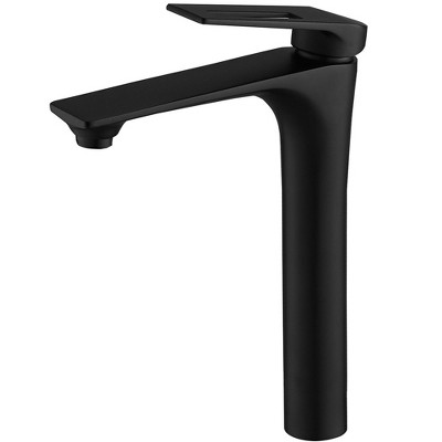 BWE Single Hole Single Handle Bathroom Vessel Sink Faucet With Supply Hose in Matte Black