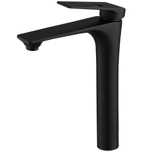 BWE Single Hole Single Handle Bathroom Vessel Sink Faucet With Supply Hose in Matte Black - 1 of 4