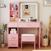 Vanity Desk with Mirror and Lights, 3 Adjustable Lighting Makeup Vanity Desk with 3 Storage Shelves, 5 Large Drawers and Power Outlet - 2 of 4