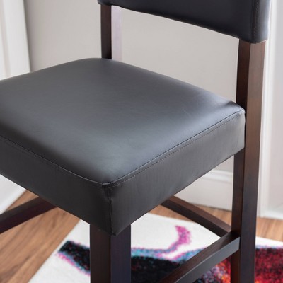 Espresso Elegance 30" Dark Brown Leather Upholstered Barstool