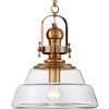 Possini Euro Design Antique Brass Pendant Lighting 13" Wide Modern Industrial Clear Glass Shade Fixture for Dining Room Living Foyer Kitchen Island - 3 of 4