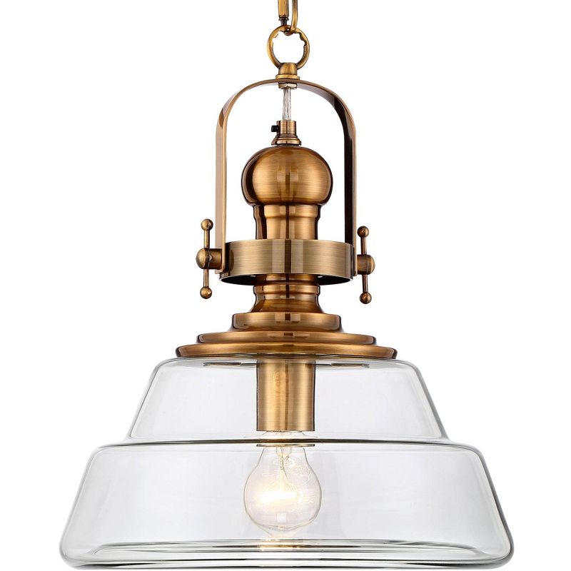Possini Euro Design Antique Brass Pendant Lighting 13" Wide Modern Industrial Clear Glass Shade Fixture for Dining Room Living Foyer Kitchen Island, 3 of 9