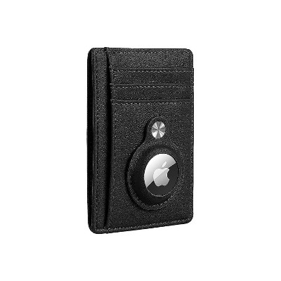 SaharaCase Slim Genuine Leather Wallet Case for Apple AirTag Black (AT00034)