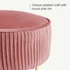 Arceso Pleated Vanity Stool, Velvet Ottoman with Metal Legs, Round Footrest for Bedroom & Makeup Room - 2 of 4