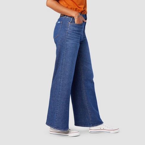 Wide Leg Jeans - Seamed Front Wide Leg Jeans Elastic Waist Stretch Jeans  Wide Leg Denim Pants for Women Plus Size