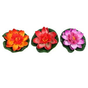 Unique Bargains Artificial Lotus Flower for Garden Ponds Pool Decor 3 Pcs - 1 of 4