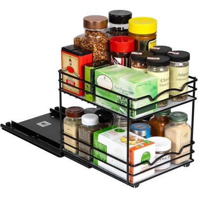 Hold N' Storage - Black Pull out Spice Rack Organizer for Cabinet for Spices, Sauces and more.