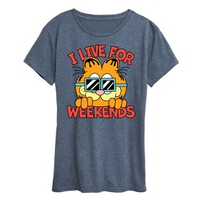 Women's - Garfield - I Live For Weekends Short Sleeve Graphic T-Shirt - 1 of 4