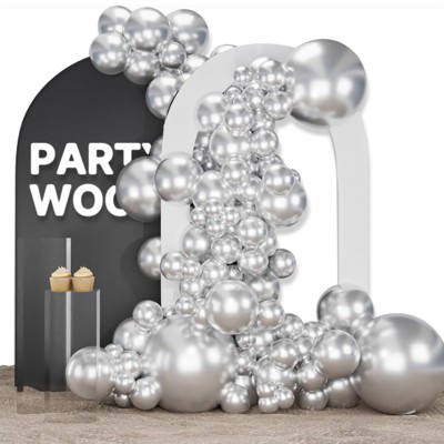 PartyWoo Balloons Metallic Silver Silver 18 12 10 5 Inch 123 pcs