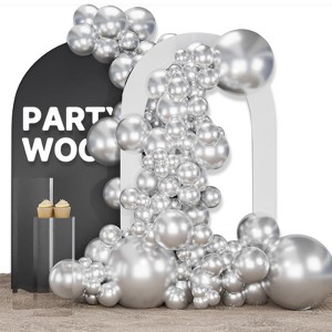 PartyWoo Balloons Metallic Silver Silver 18 12 10 5 Inch 123 pcs - 1 of 4