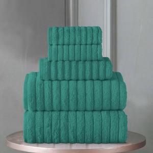 BAGOKIE 100% Turkish Cotton Corduroy Ribbed Bath Towels 6-Piece Set - 1 of 4
