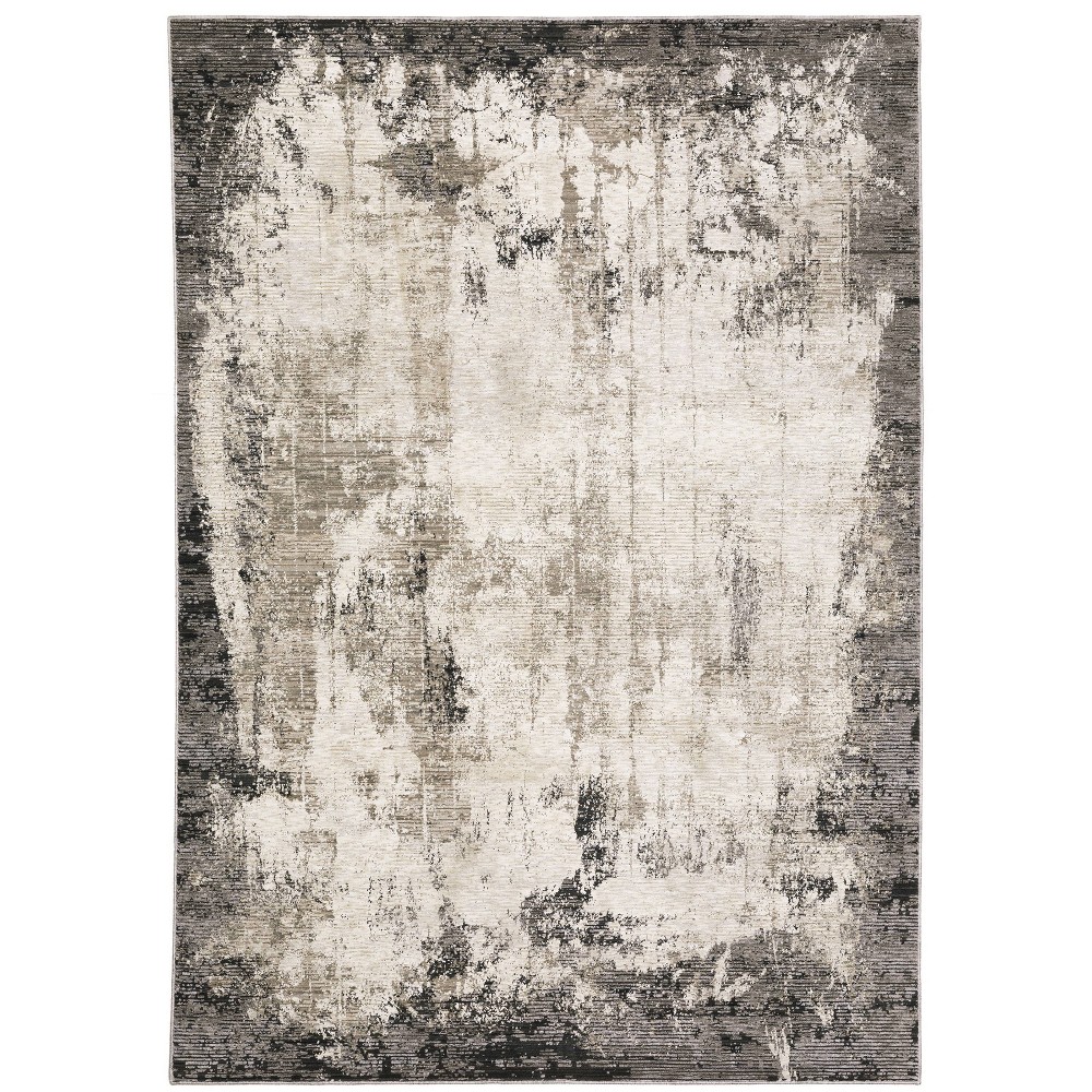 7'10inx10'10in Nirvan Industrial Abstract Indoor Area Rug Gray/Ivory - Captiv8e Designs
