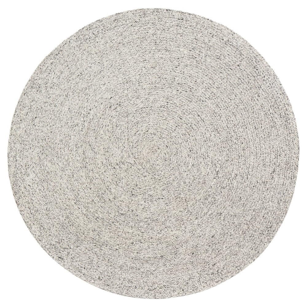 Light Gray Solid Braided Round Area Rug 8' - Anji Mountain