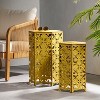 Vynxaria Patio End Tables - Yellow 2-Piece Set with Fleur-de-Lis Design - 2 of 4