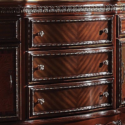 Picardy 69" Cherry Oak Tufted Linen Dresser