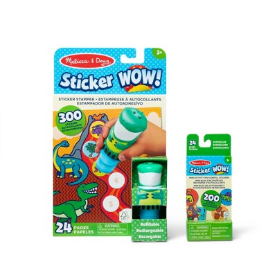 Image of Melissa & Doug Sticker WOW! Dino Bundle (Stamper w/ Book + 1 Refill Pack)