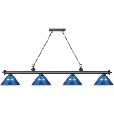 Matte Black and Brushed Nickel 4-Light Billiard Chandelier