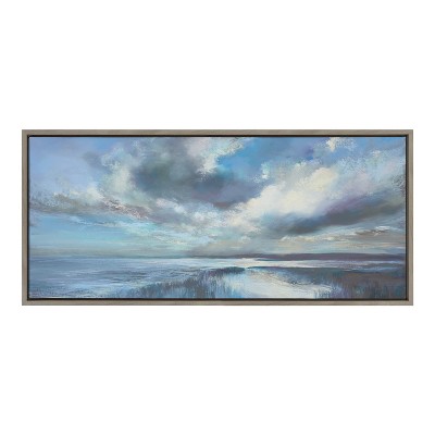 The Tide Waits for No Man Gray Scenic Canvas Print