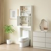 Dolonm Farmhouse Over-The-Toilet Storage Cabinet with 2 Barn Doors & Toilet Paper Holder, Space-Saving Bathroom Organizer - 2 of 4