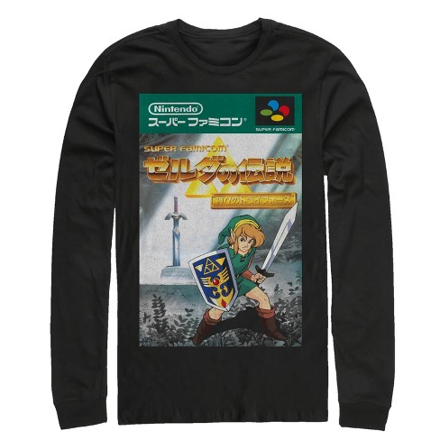 Men's Nintendo Legend of Zelda Japanese Cover Art Long Sleeve Shirt - Black  - Medium