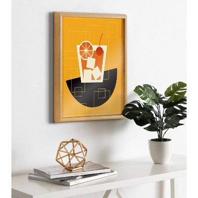 Mid-Century Modern Old Fashioned Cocktail Print on Glass