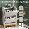 Shoe Storage Cabinet with 2 Flip Drawers, Narrow Wood Shoe Cabinet with Fluted Panel, Freestanding Hidden Shoe Organizer for Foyer, Hallway - 4 of 4