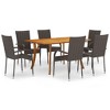 vidaXL Dining Set Brown Solid Acacia Wood, PE Rattan, Powder-Coated Steel - 59.1" Table Length, 6 Pieces - 2 of 4