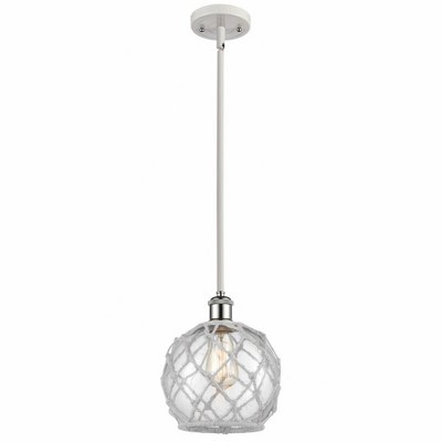 Farmhouse Rope - 1 Light Stem Hung Mini Pendant In Industrial Style-10 Inches Tall and 8 Inches Wide