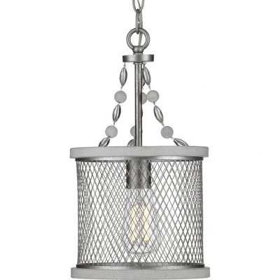 Progress Lighting, Austelle Collection, 1-Light Mini-Pendant, Galvanized Finish, Mesh Shade