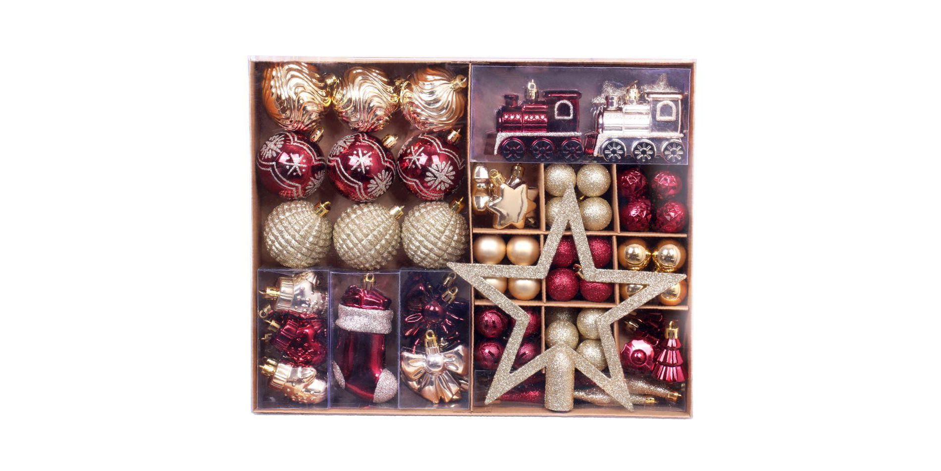 100 Pcs Christmas Tree Ornaments Set, Christmas Ball Decorations, Suitable for Christmas Party, Holiday Wedding Indoor and Outdoor Decoration