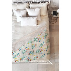 Jacqueline Maldonado Tulips and Lattice Natural 60" x 50" Fleece Throw Blanket - Deny Designs - 1 of 2