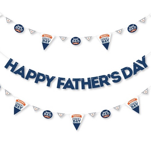  Fathers Day Decorations, Happy Father'S Day Banner and Ceiling  Hanging Swirls, with Tie Hat Moustache Heart Signs, Happy Dad'S Day Family  Celebration Photo Prop Gift : Home & Kitchen