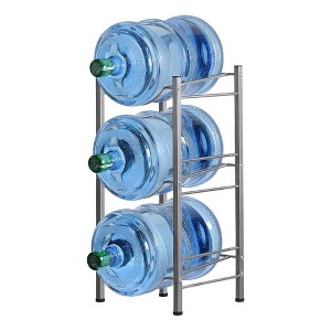 Sevobal Utility Storage Shelves, Water Bottle Holder with 3 Layer Open Rack, Space Saving Stand for Three 5 Gallon Jugs, Silver, 30.51"*13.88"*13" - 1 of 4