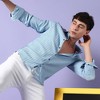 Campus Sutra Men Men's Powder Blue Self-Design Striped Shirt - 2 of 3