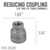 Pipe Decor 3/8 in. x 1/8 in. Black Reducing Coupling - 3 of 4