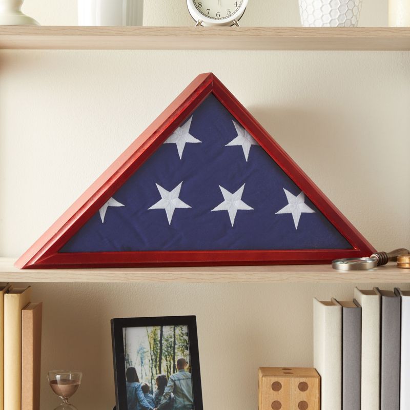 Juvale American Flag Display Case for Army Veterans Burial, Glass Box for Memorial Service (24.7 x 12.4 x 3.5 In), 2 of 10