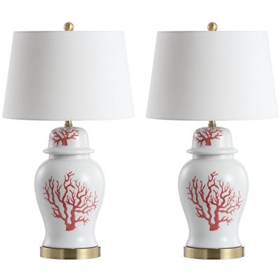 Emory Table Lamp (Set of 2) - 30.5 Inch Height - TBL4156 - White/Red - Safavieh