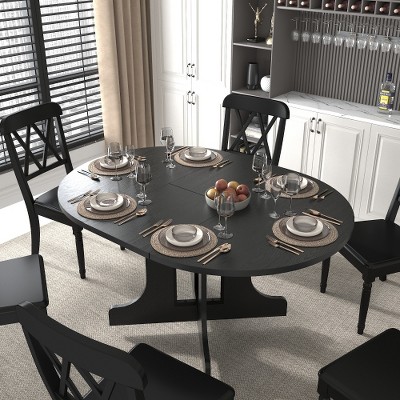 Anybear 59x43 Inch Dining Table for Farmhouse Kitchen Expandable Oval Table Top