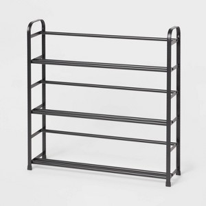 Small Space Metal Shoe Rack Black - Brightroom™: Steel Frame, Freestanding Shoe Organizer, Holds 9 Pairs, 29"x7"x29" - 1 of 3