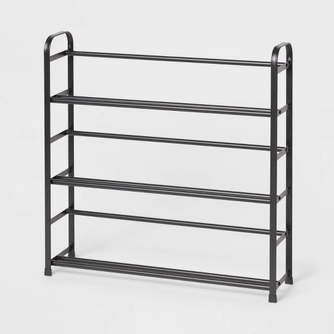 at Home 3-Tier Fabric Shoe Rack, Black