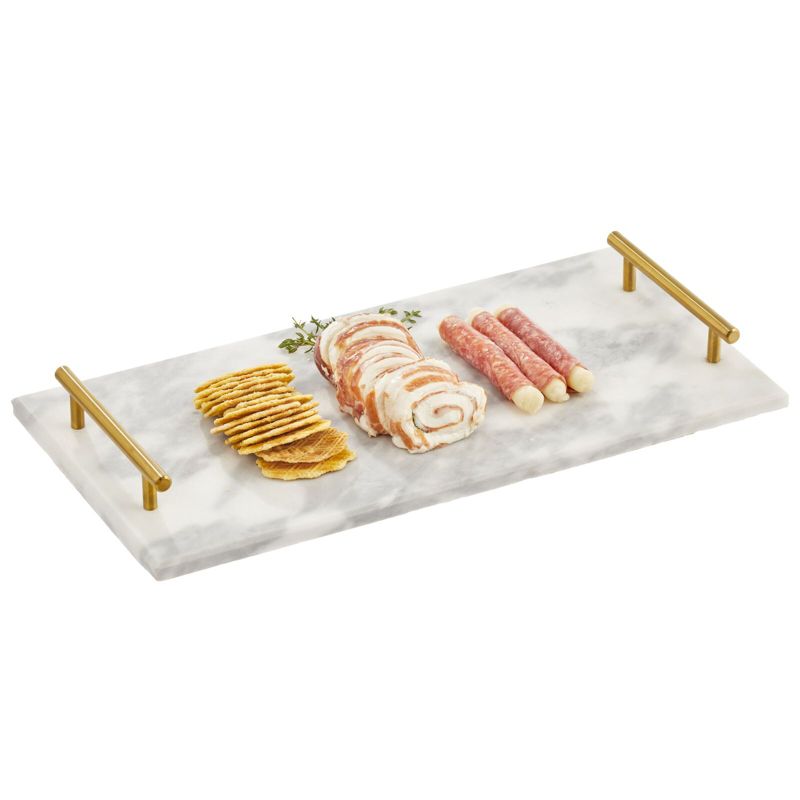 mDesign Marble Serving Tray Board with Handles for Entertaining, 1 of 8