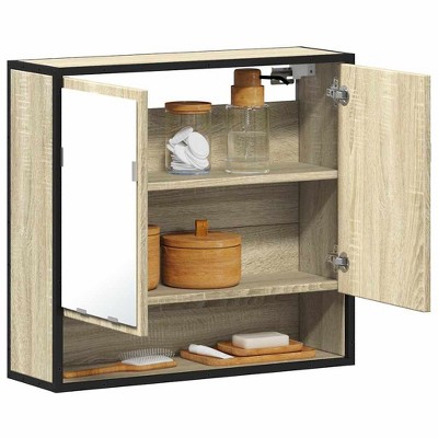 vidaXL Bathroom Mirror Cabinet Sonoma oak Engineered wood, glass, metal