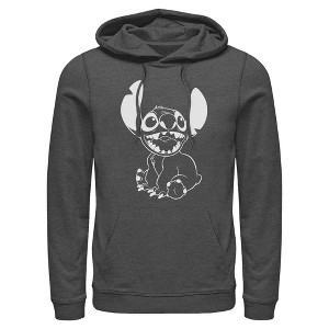 Men's Lilo & Stitch Negative Black and White Pull Over Hoodie - 1 of 4