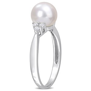 EVERLY JEWELRY  | Sterling Silver 1/4 CT TGW White Topaz And 8 - 8.5 MM White Freshwater Cultured Pearl Fashion Ring - 1 of 4
