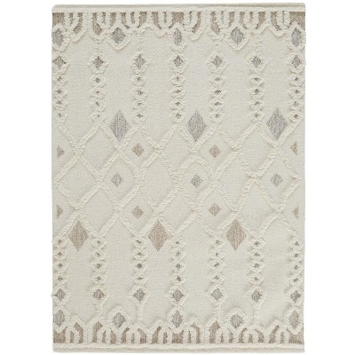 Anica Transitional Trellis & Lattice Ivory/Tan/Silver Area Rug