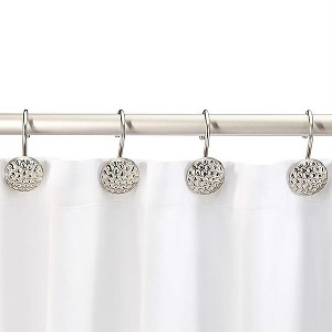 Home Mart Goods 12 Piece Set - Satin Nickel Pebble Stones Heavy Duty Shower Curtain Hooks Rings Rustproof Metal - 1 of 4